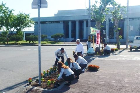 池田町駅前通りの環境美化