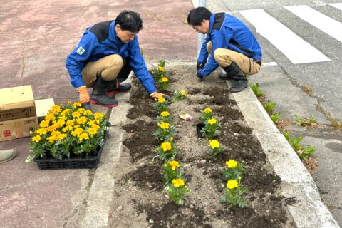 池田町駅前通りの環境美化