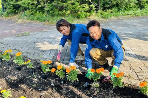 池田町駅前通りの環境美化